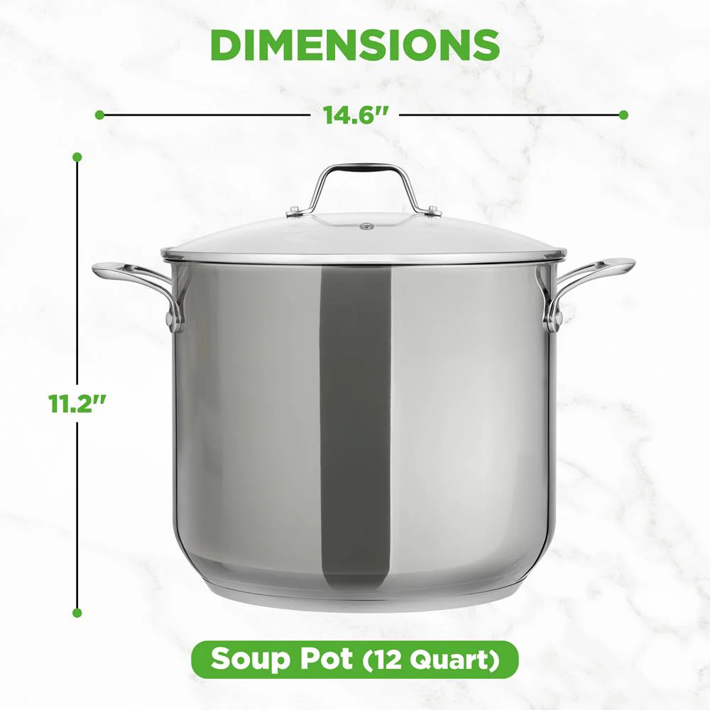 12-Quart Stock Pot, Even Heat, Stainless Steel, Tempered Glass Lid - Image 7