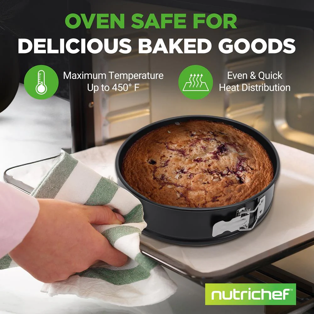 9" Nonstick Springform Cake Pan, Easy Release, Carbon Steel, Black - Image 5