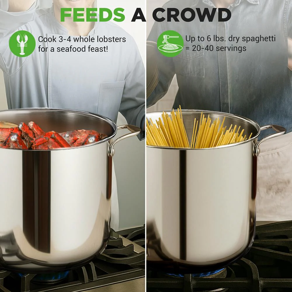 19-Quart Stainless Steel Stockpot, Induction-Compatible, See-Through Lid - Image 4