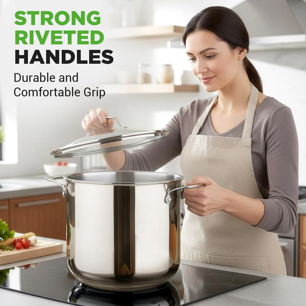 19-Quart Stainless Steel Stockpot, Induction-Compatible, See-Through Lid - Image 5