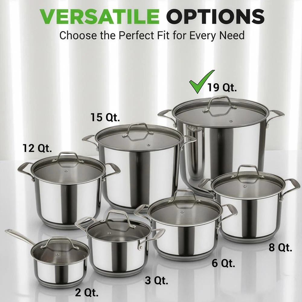 19-Quart Stainless Steel Stockpot, Induction-Compatible, See-Through Lid - Image 8