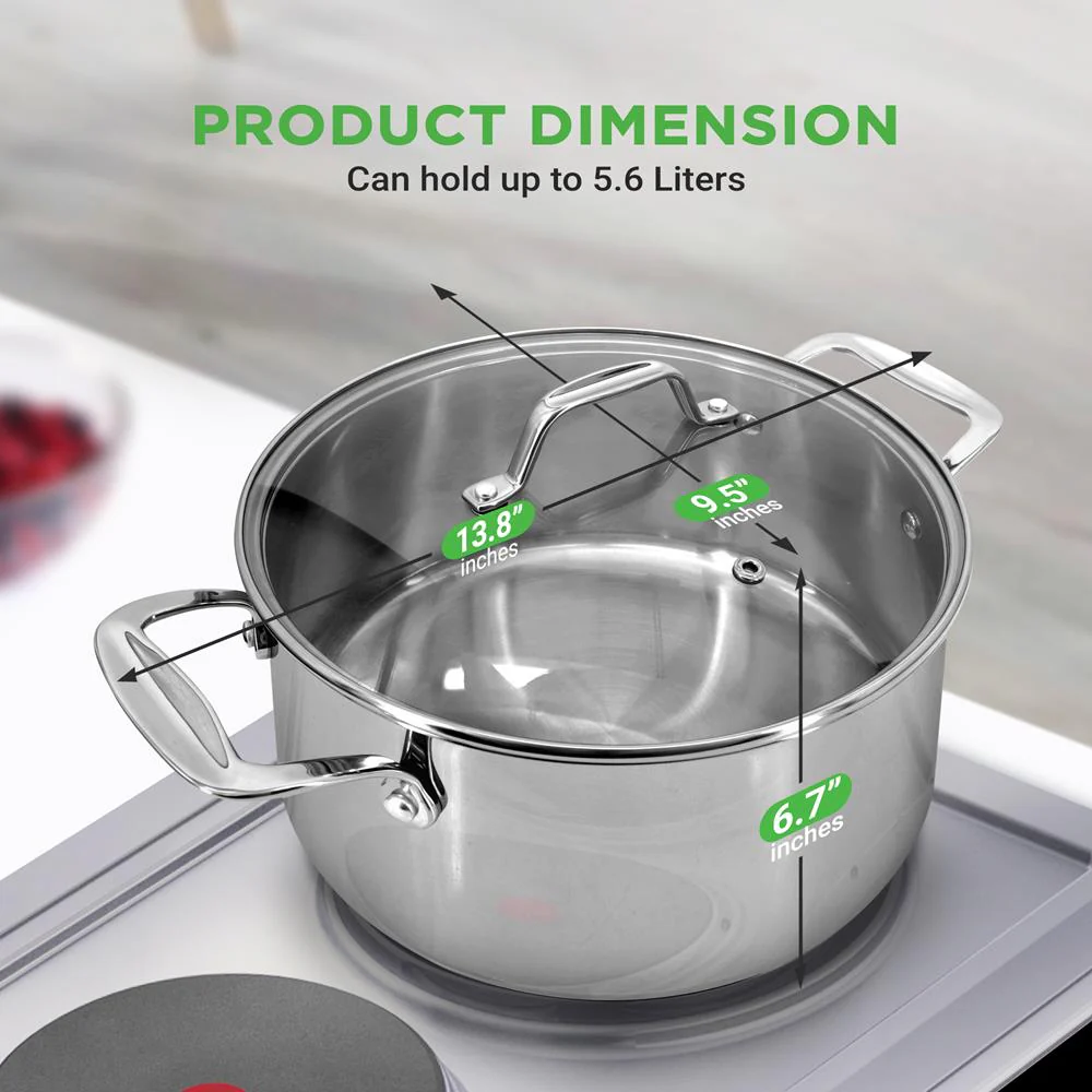 6-Quart Stockpot, Even Heat, Stainless Steel, See-Through Lid - Image 2