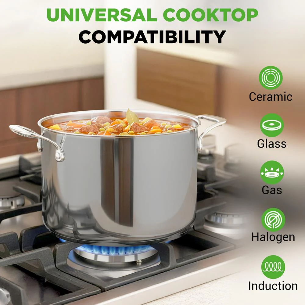 8-Quart Stock Pot, Even Heat, Stainless Steel, See-Through Lid - Image 2