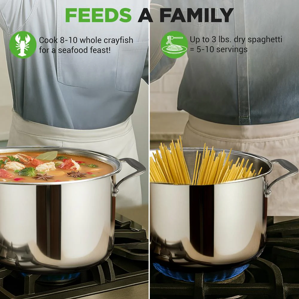 8-Quart Stock Pot, Even Heat, Stainless Steel, See-Through Lid - Image 4
