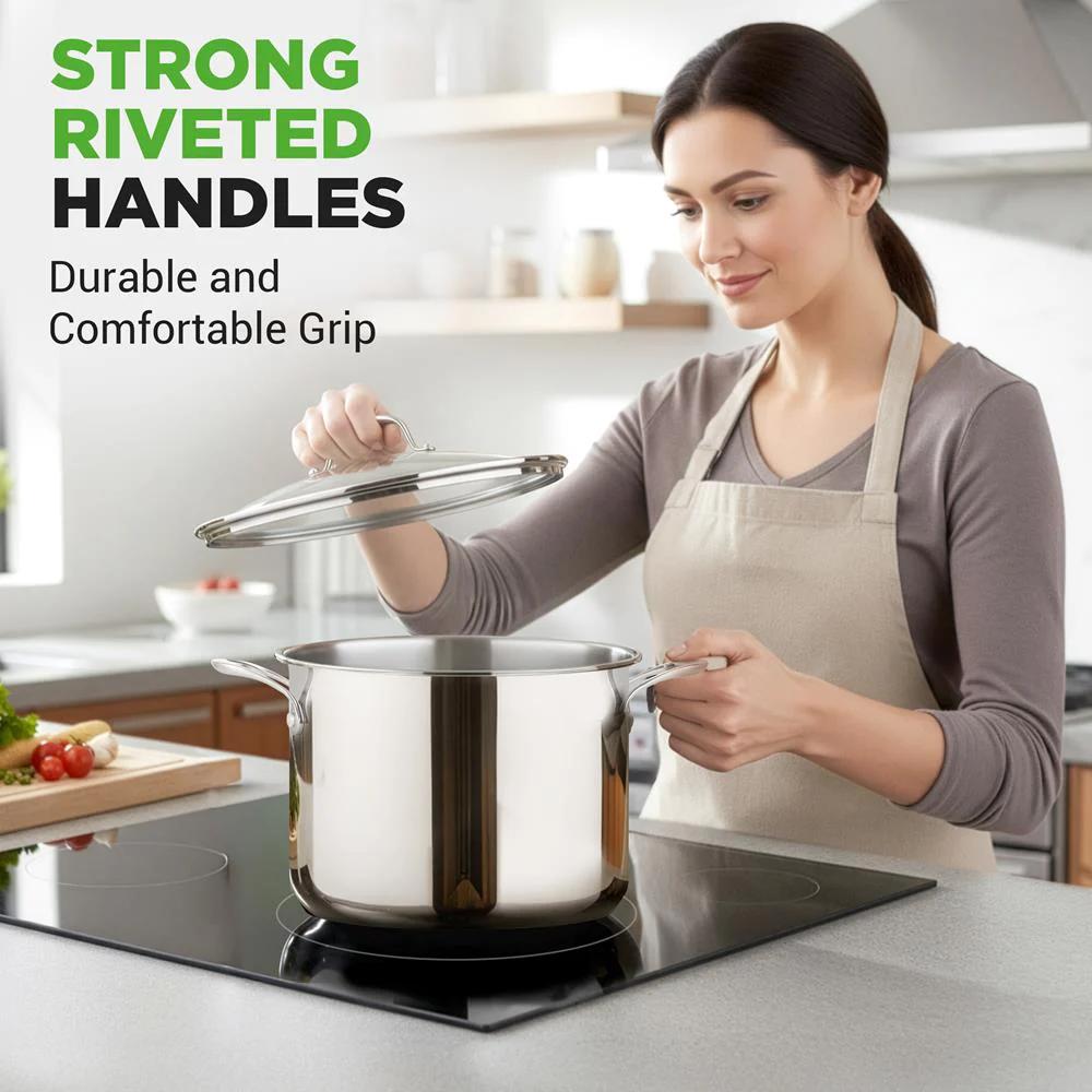 8-Quart Stock Pot, Even Heat, Stainless Steel, See-Through Lid - Image 5