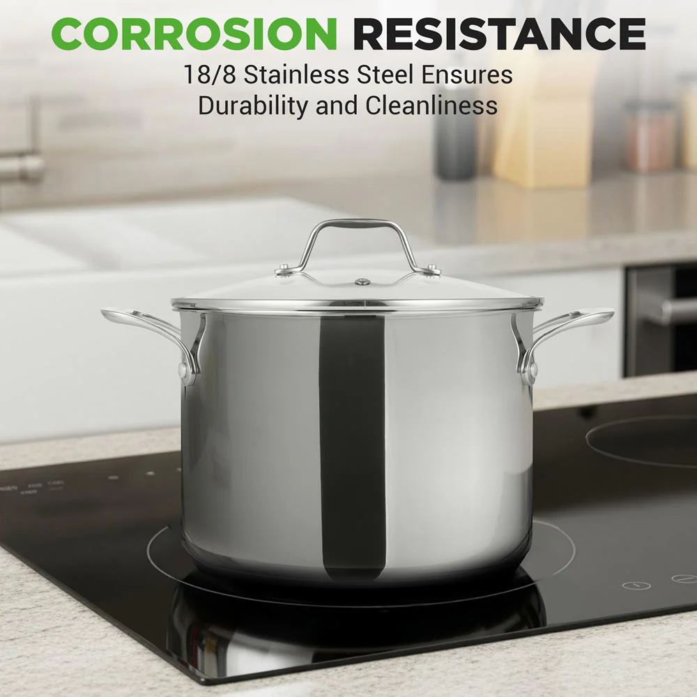 8-Quart Stock Pot, Even Heat, Stainless Steel, See-Through Lid - Image 6