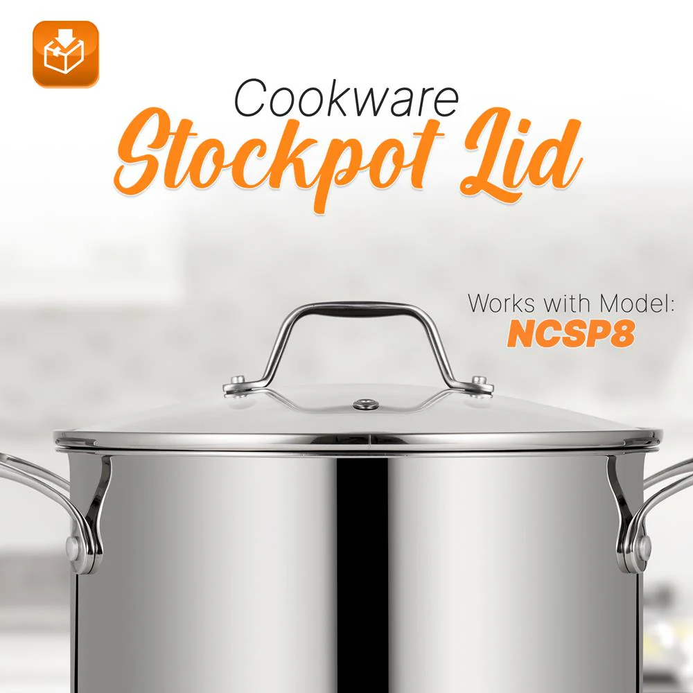 Cookware Stockpot Lid - See-Through Tempered Glass Lids (Works With Models: Ncsp8, Ncsp6) - Image 2
