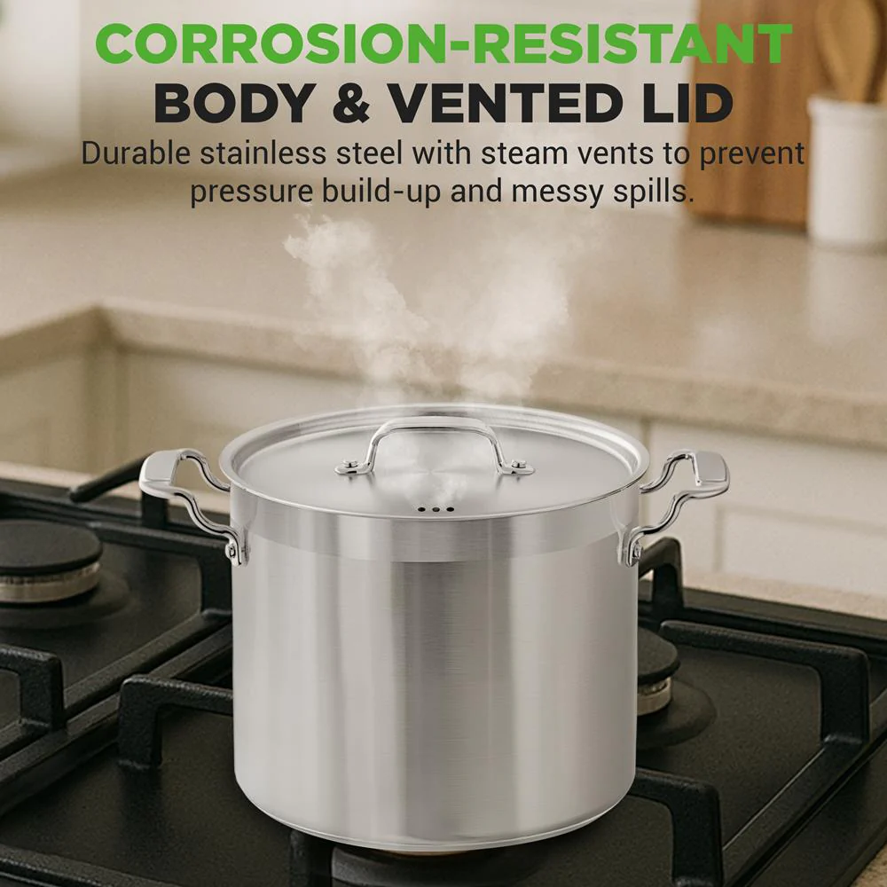 12-Quart Stockpot for Stew & Soup, Induction Compatible, Stainless Steel - Image 5