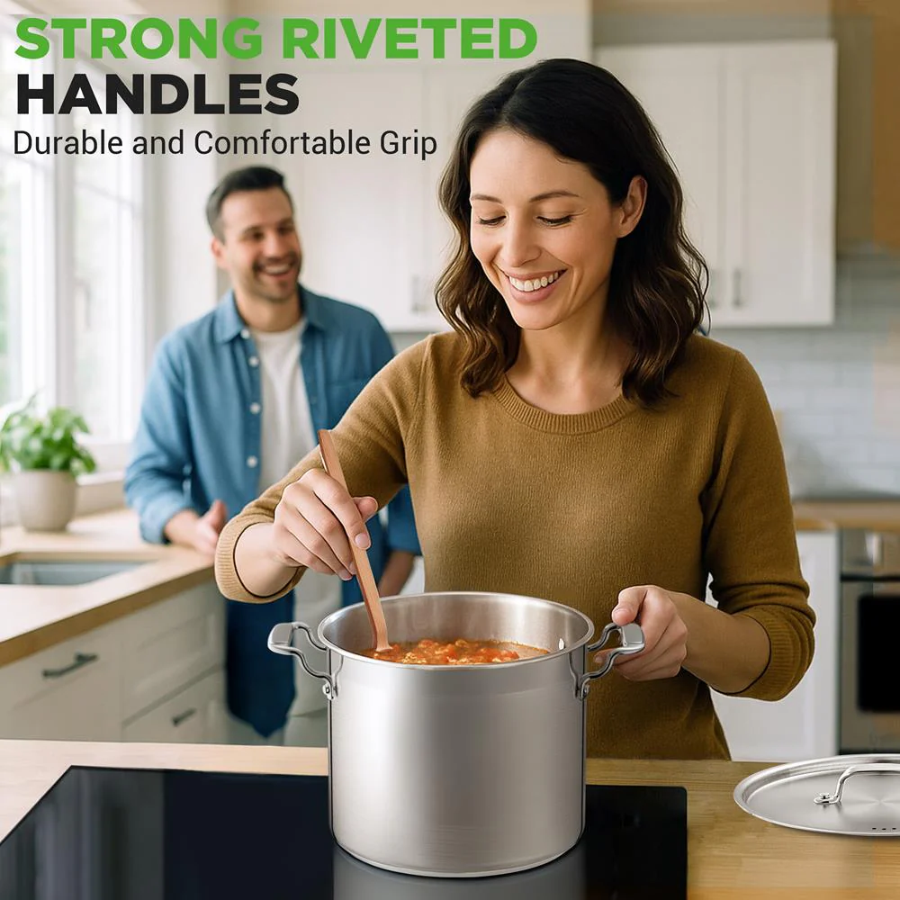 12-Quart Stockpot for Stew & Soup, Induction Compatible, Stainless Steel - Image 8