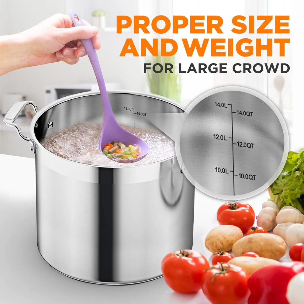 14 Qt Stock Pot - Even Heat, Induction Ready, Stainless Steel - Image 5