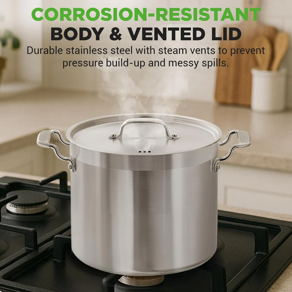 16-Quart Stockpot, Even Heat, Stainless Steel, Induction Compatible - Image 5