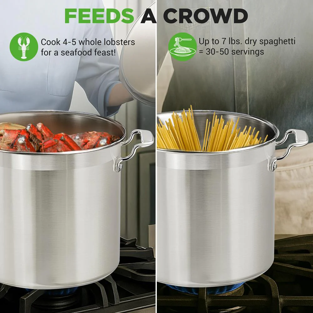 24 Qt Stainless Steel Stockpot, Even Heat, Induction Compatible - Image 4