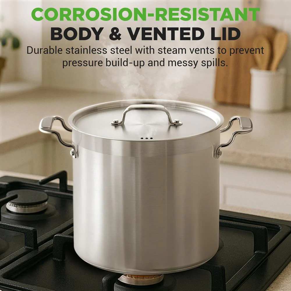 24 Qt Stainless Steel Stockpot, Even Heat, Induction Compatible - Image 5