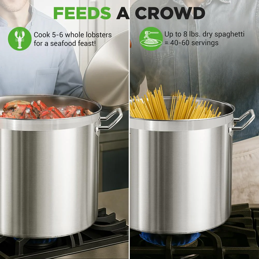 30 Qt Stainless Steel Stockpot, Even Heat, Induction Compatible - Image 4