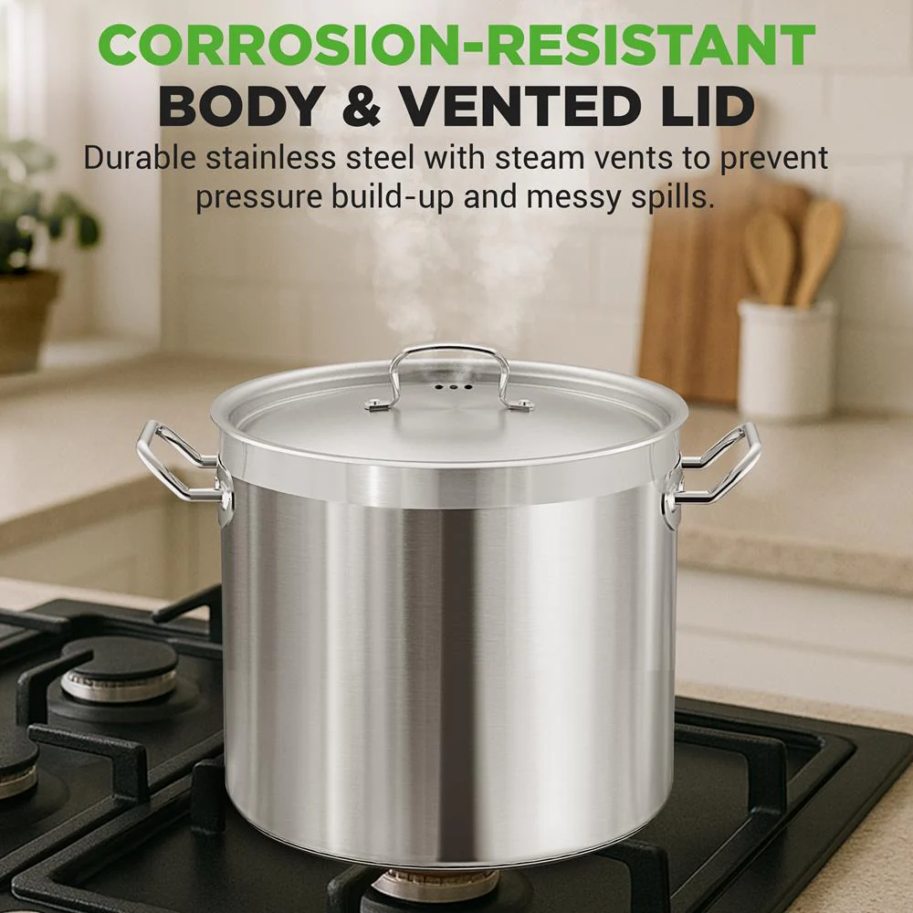 30 Qt Stainless Steel Stockpot, Even Heat, Induction Compatible - Image 5