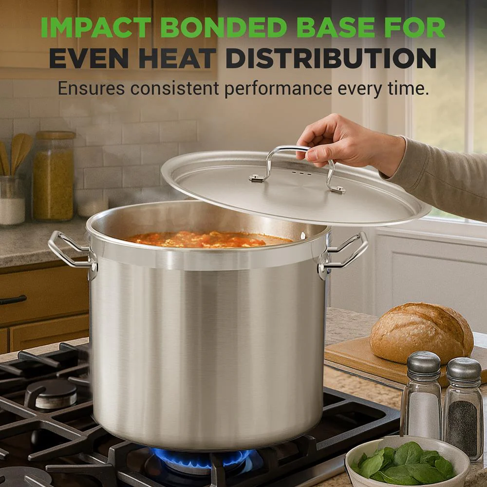 30 Qt Stainless Steel Stockpot, Even Heat, Induction Compatible - Image 6