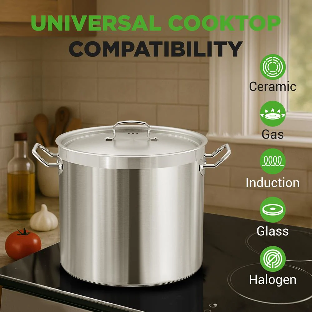 30 Qt Stainless Steel Stockpot, Even Heat, Induction Compatible - Image 7