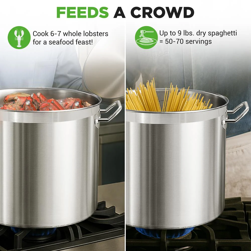 35 Qt Stainless Steel Stockpot, Even Heat, Induction Compatible - Image 4