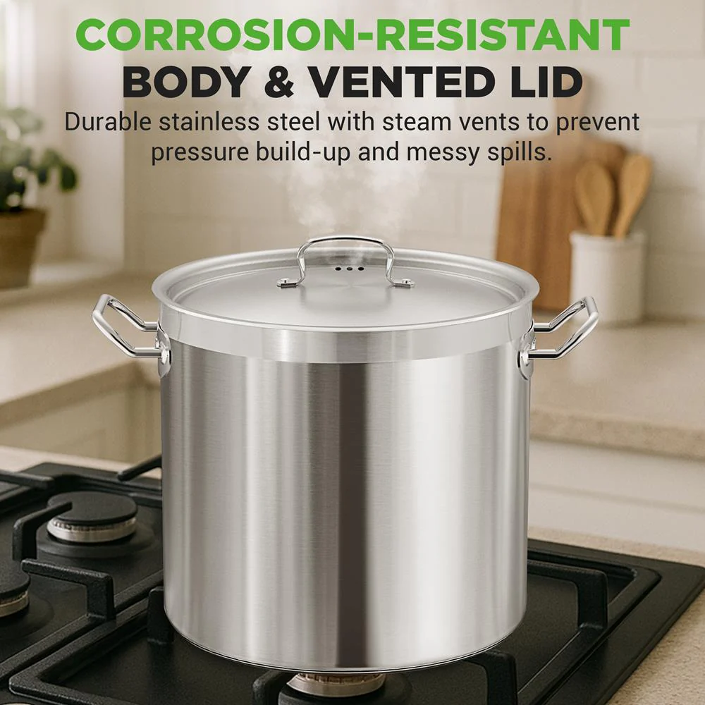 35 Qt Stainless Steel Stockpot, Even Heat, Induction Compatible - Image 5