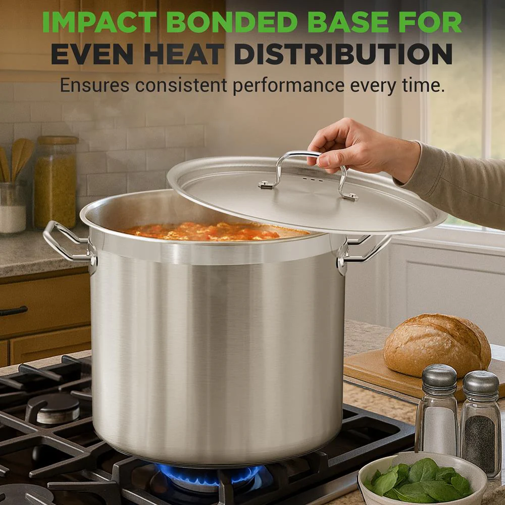 35 Qt Stainless Steel Stockpot, Even Heat, Induction Compatible - Image 6