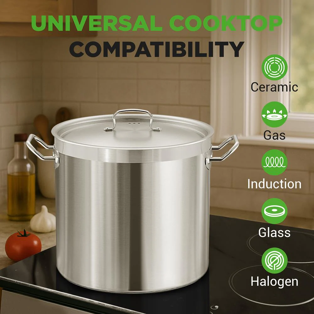 35 Qt Stainless Steel Stockpot, Even Heat, Induction Compatible - Image 7