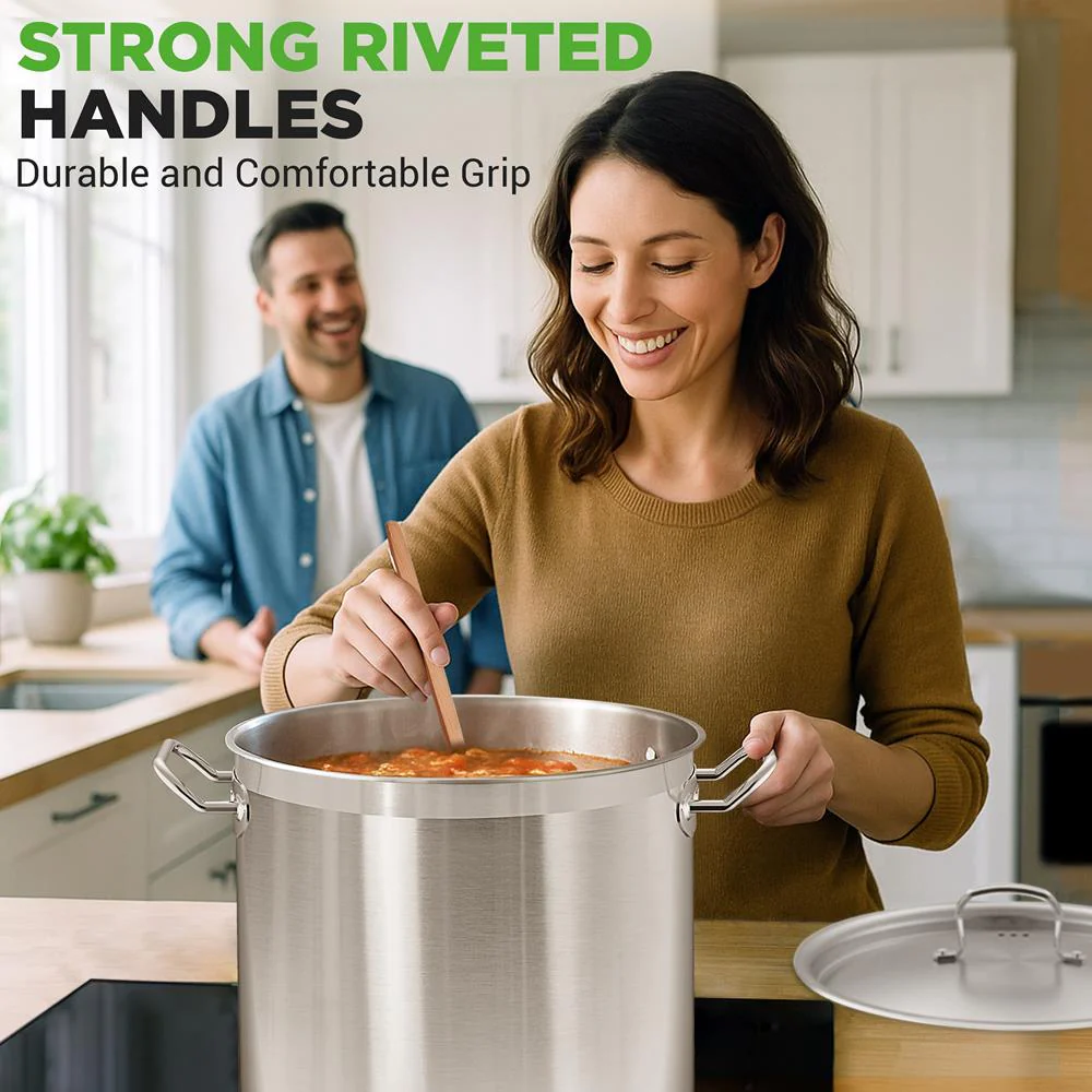 35 Qt Stainless Steel Stockpot, Even Heat, Induction Compatible - Image 8