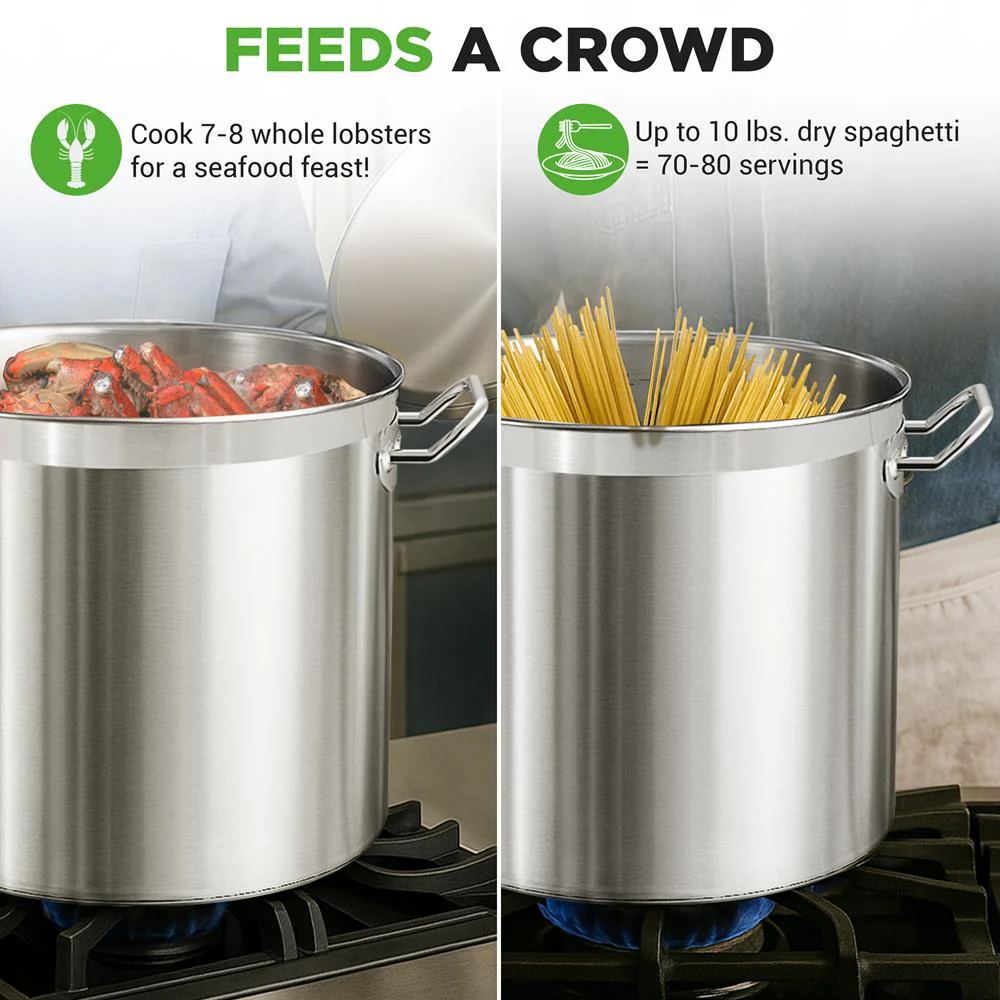 40 Qt Stainless Steel Stockpot, Even Heat, Induction Compatible - Image 4