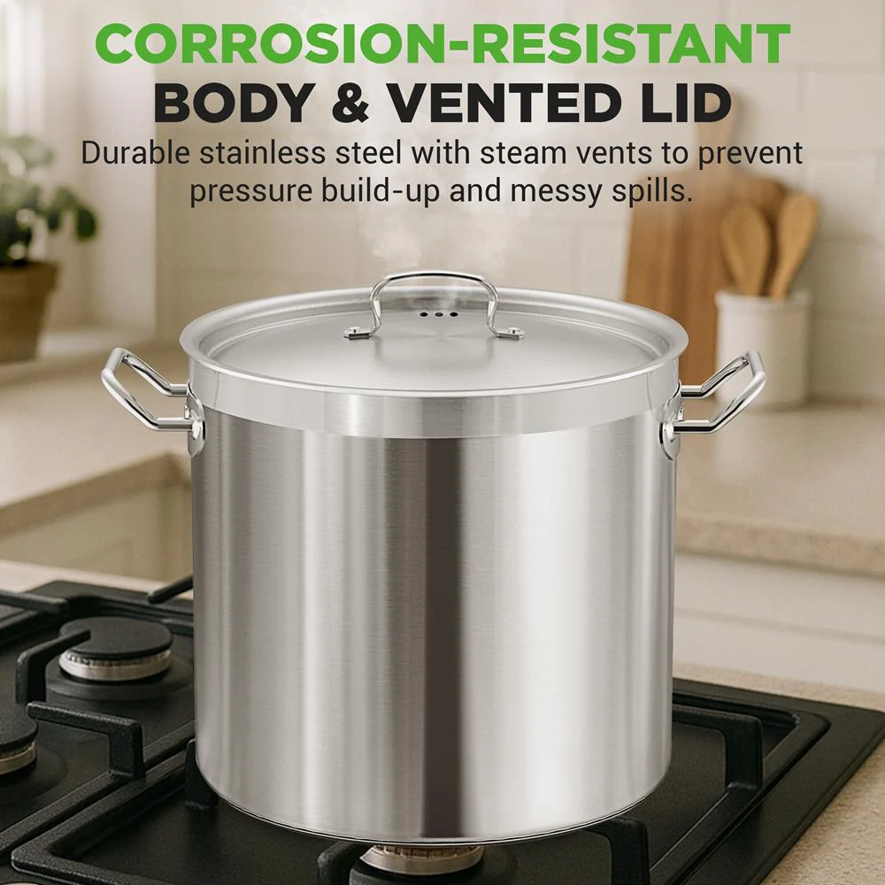 40 Qt Stainless Steel Stockpot, Even Heat, Induction Compatible - Image 5