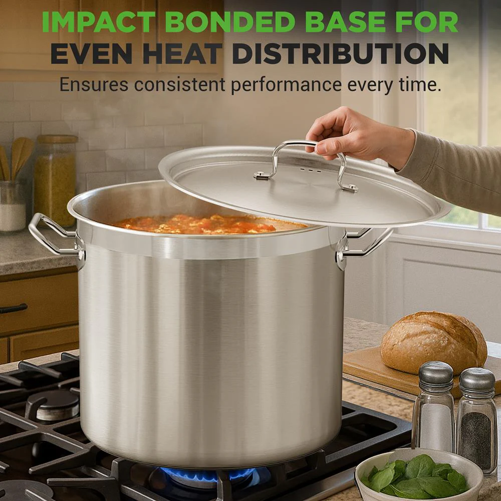 40 Qt Stainless Steel Stockpot, Even Heat, Induction Compatible - Image 6
