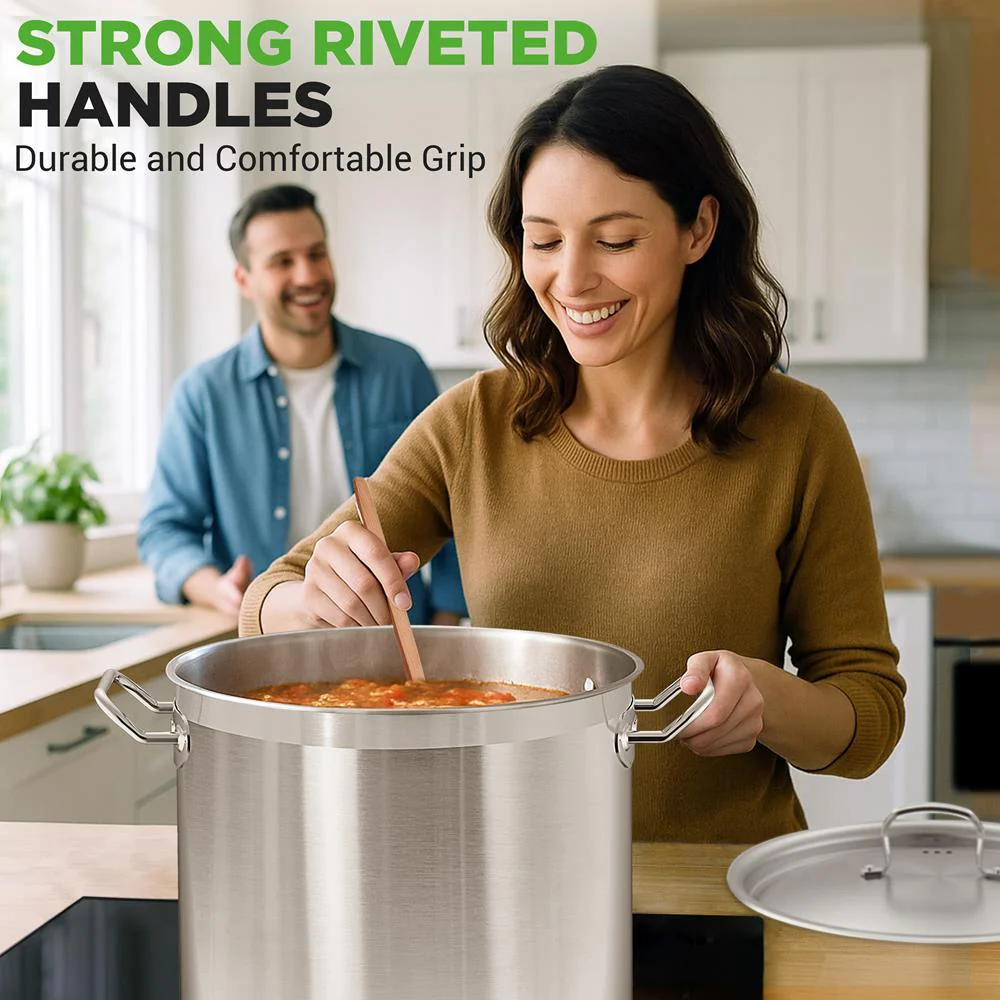 40 Qt Stainless Steel Stockpot, Even Heat, Induction Compatible - Image 8