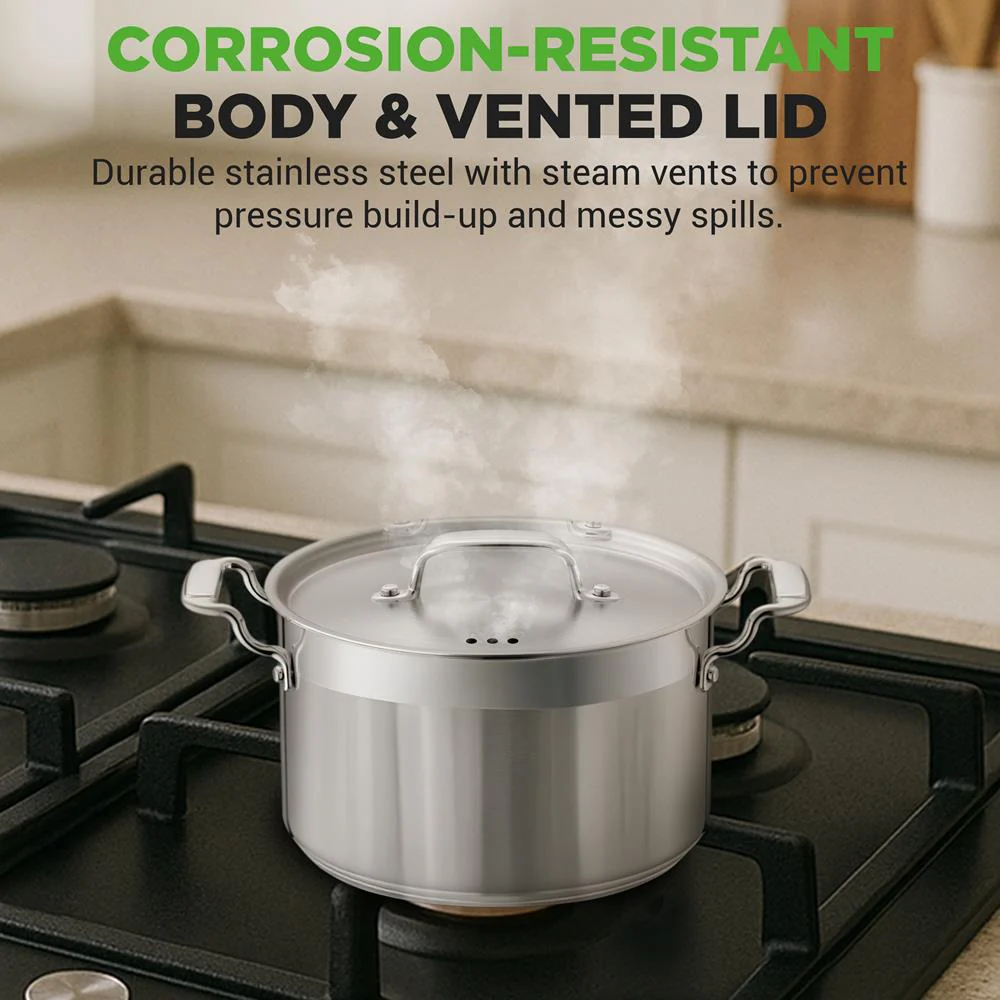 5-Quart Stockpot for Even Heat, Stainless Steel, Induction Compatible - Image 5