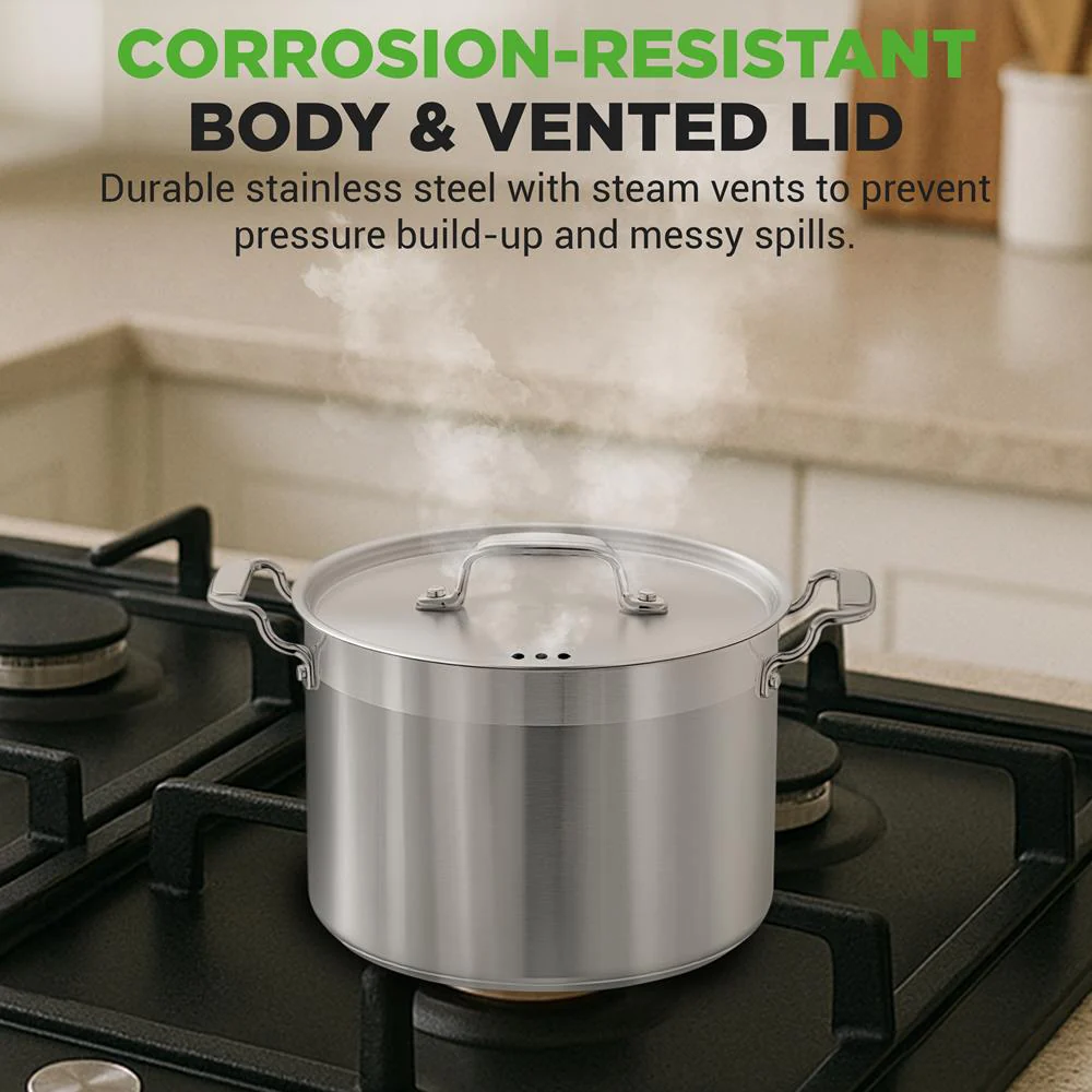 8 Qt Stockpot for Soups & Stews, Induction Safe, Stainless Steel - Image 5