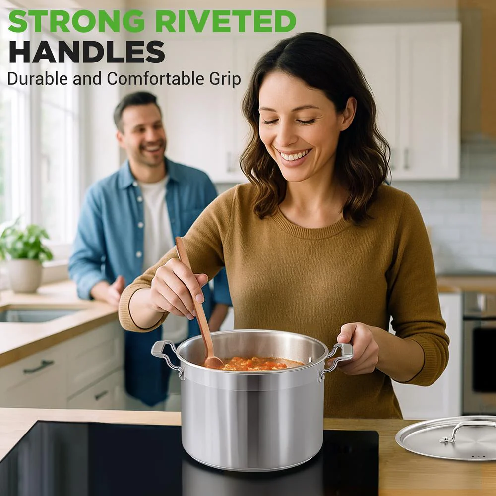 8 Qt Stockpot for Soups & Stews, Induction Safe, Stainless Steel - Image 8