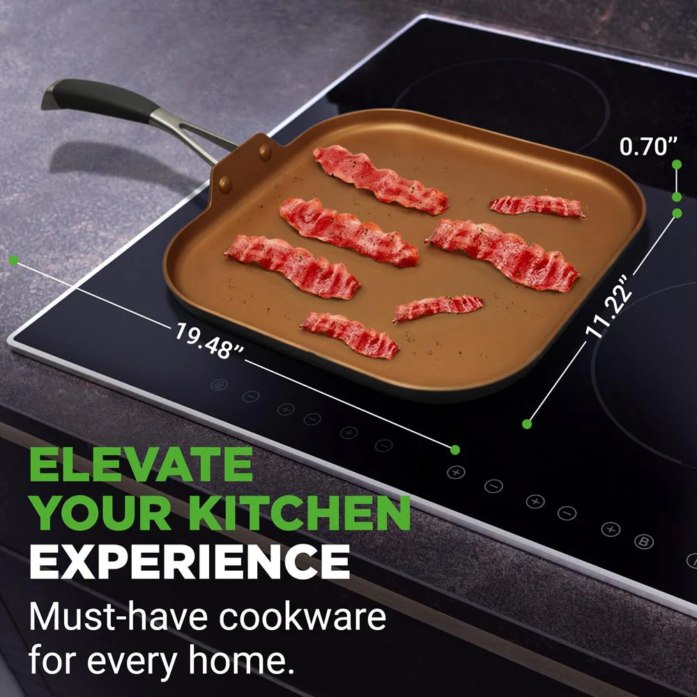Copper Griddle Pan Non-Stick Coating Silicone Handle - Image 8