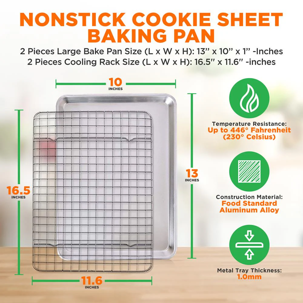 2 Sets Baking Sheet Pan With Cooling Rac - Image 2