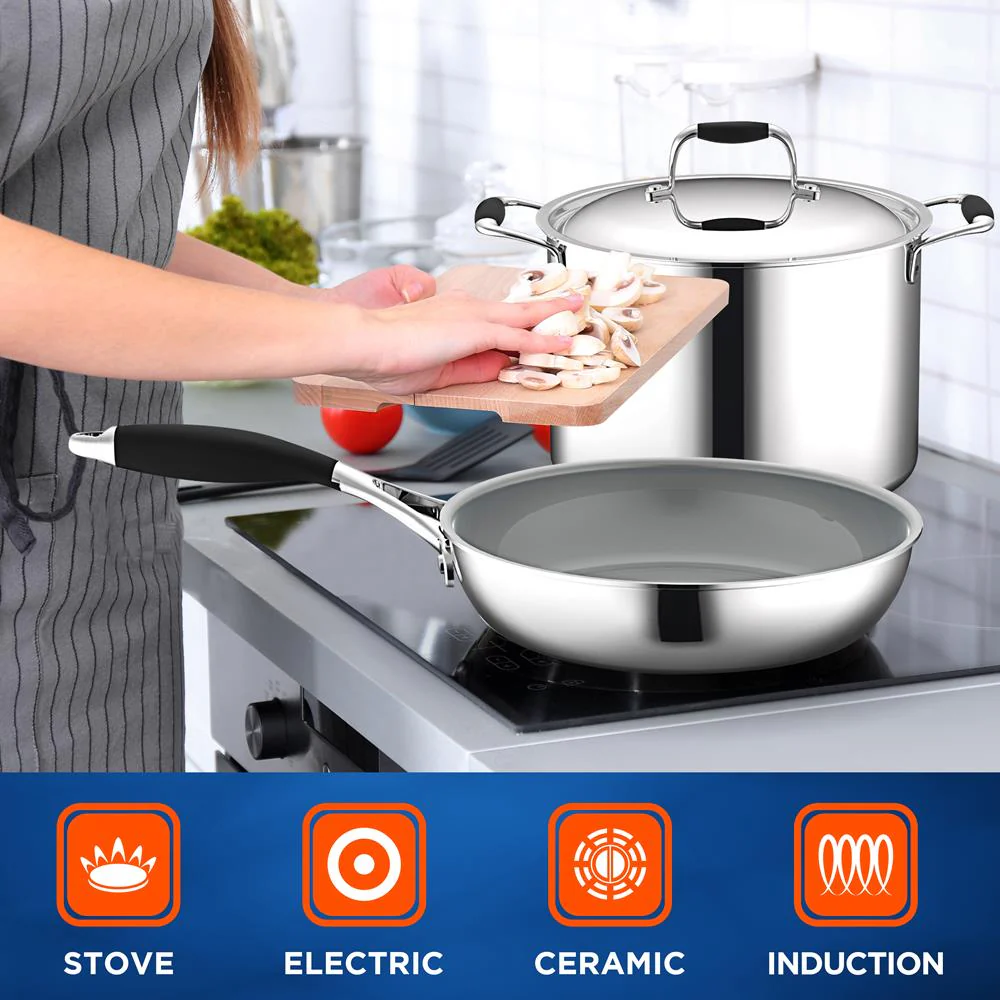 12-Piece Stainless Steel Cookware Set, Non-Stick Ceramic, Even Heat - Image 5