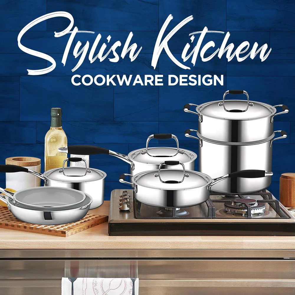 12-Piece Stainless Steel Cookware Set, Non-Stick Ceramic, Even Heat - Image 6