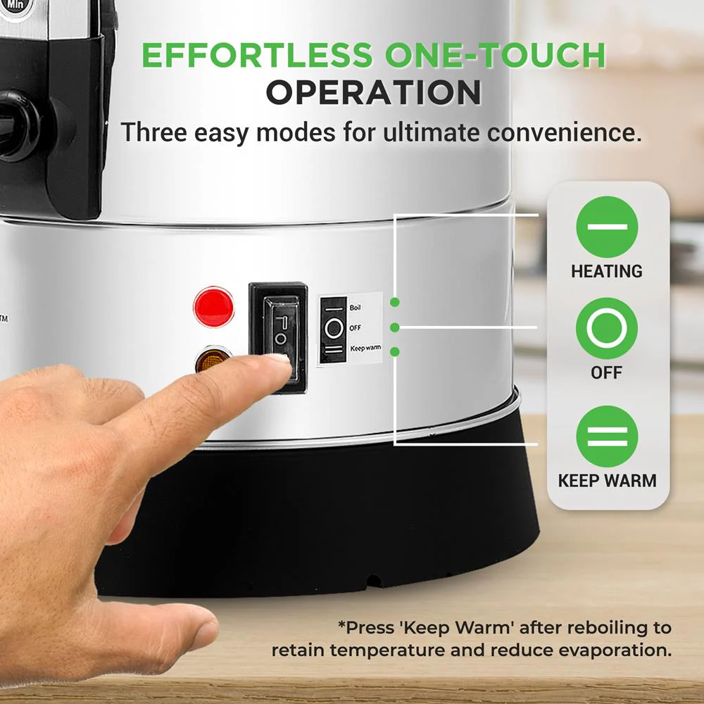 8L Water Boiler & Dispenser, Consistent Heat, Stainless Steel, Silver - Image 3
