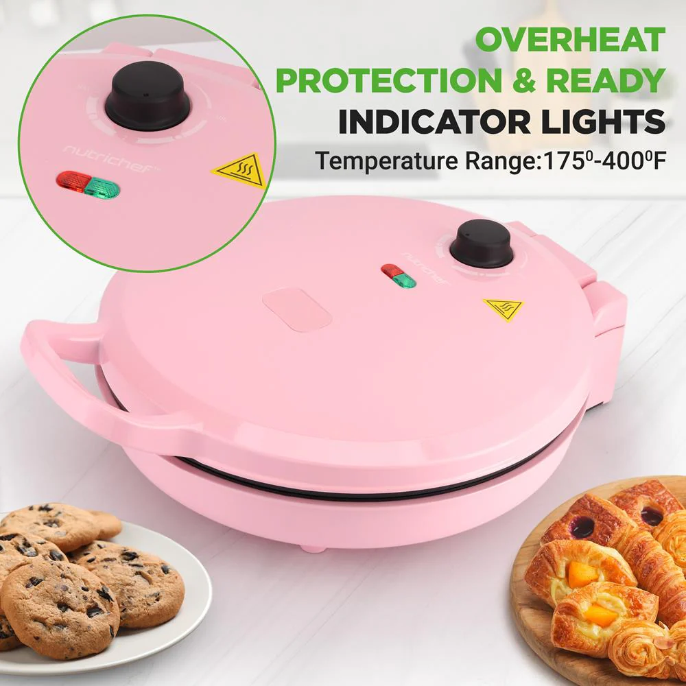 Countertop Pizza Maker, Quick 12" Pizzas, Non-Stick, Pink - Image 3