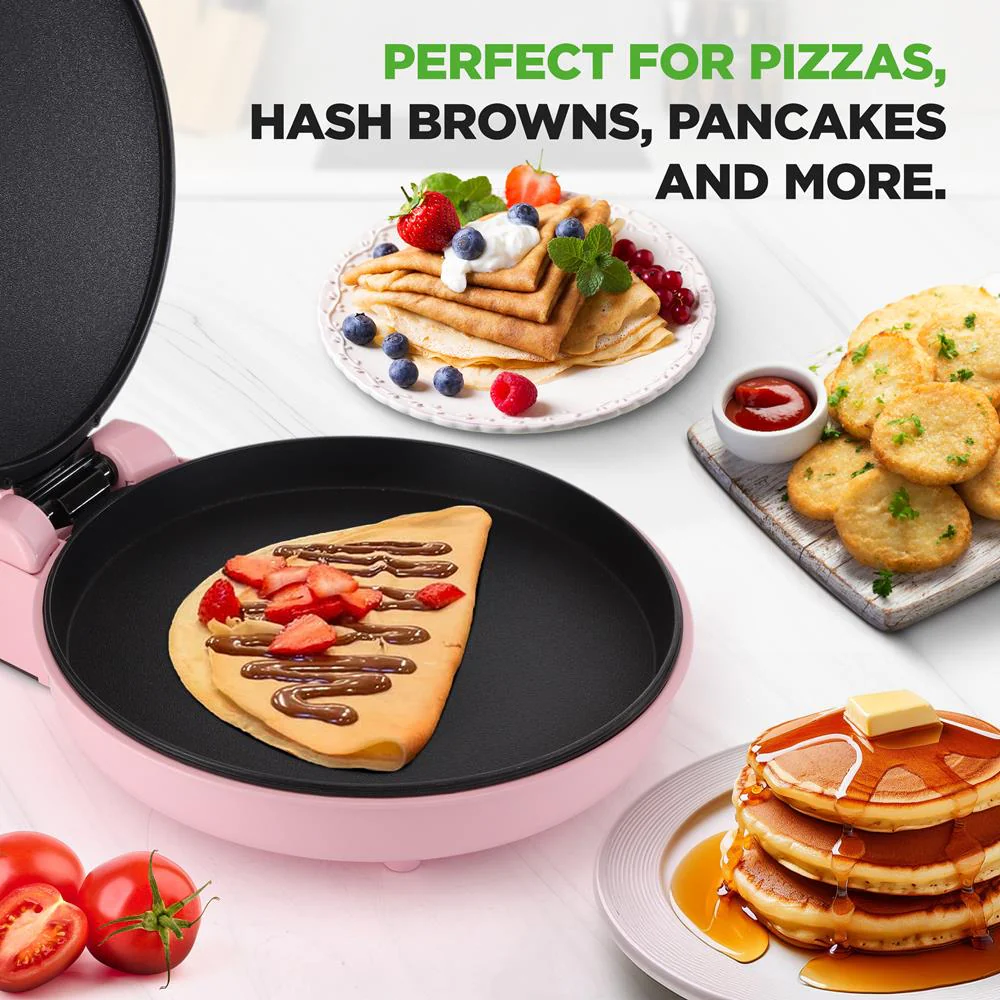 Countertop Pizza Maker, Quick 12" Pizzas, Non-Stick, Pink - Image 4