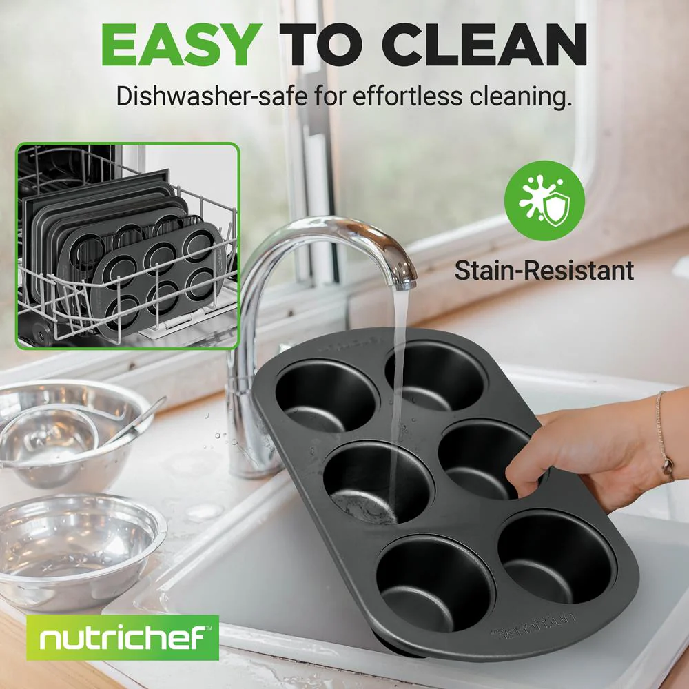 6-Piece Non-Stick Bakeware Set, Stackable Carbon Steel, Gray - Image 12