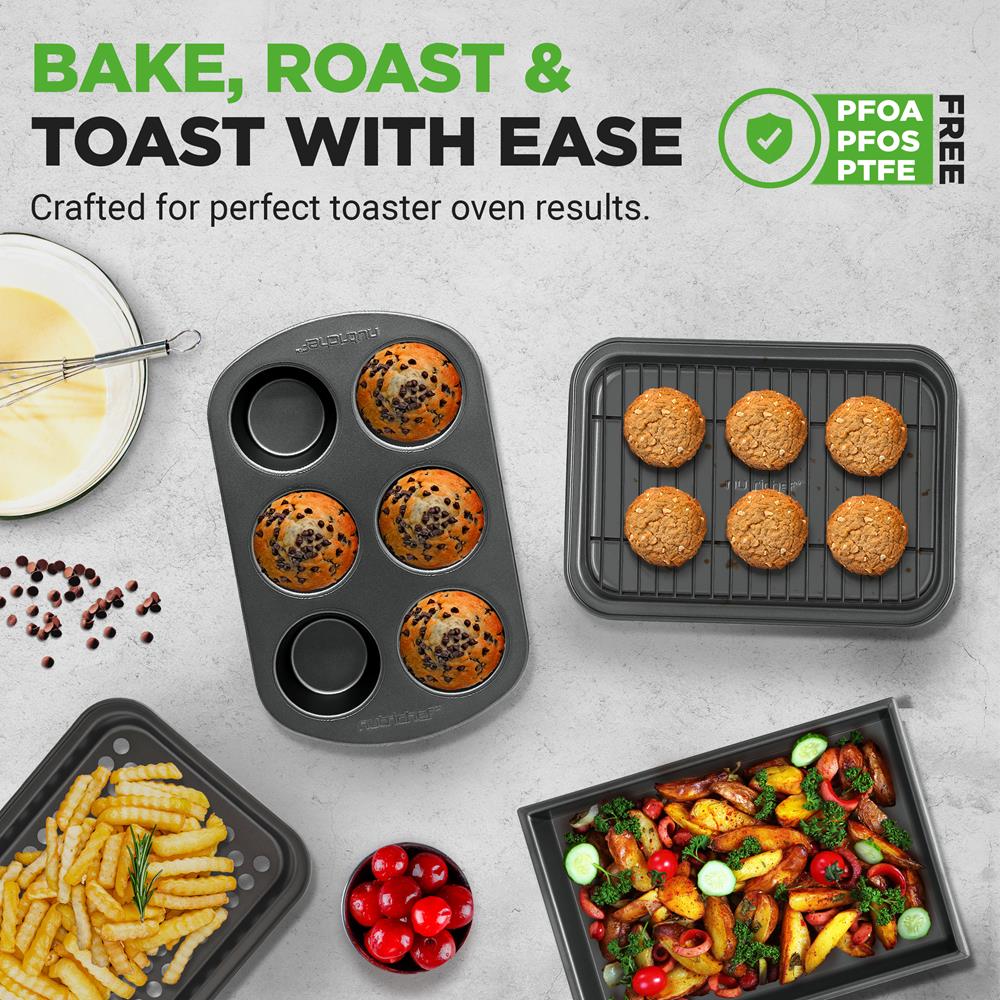 6-Piece Non-Stick Bakeware Set, Stackable Carbon Steel, Gray - Image 3