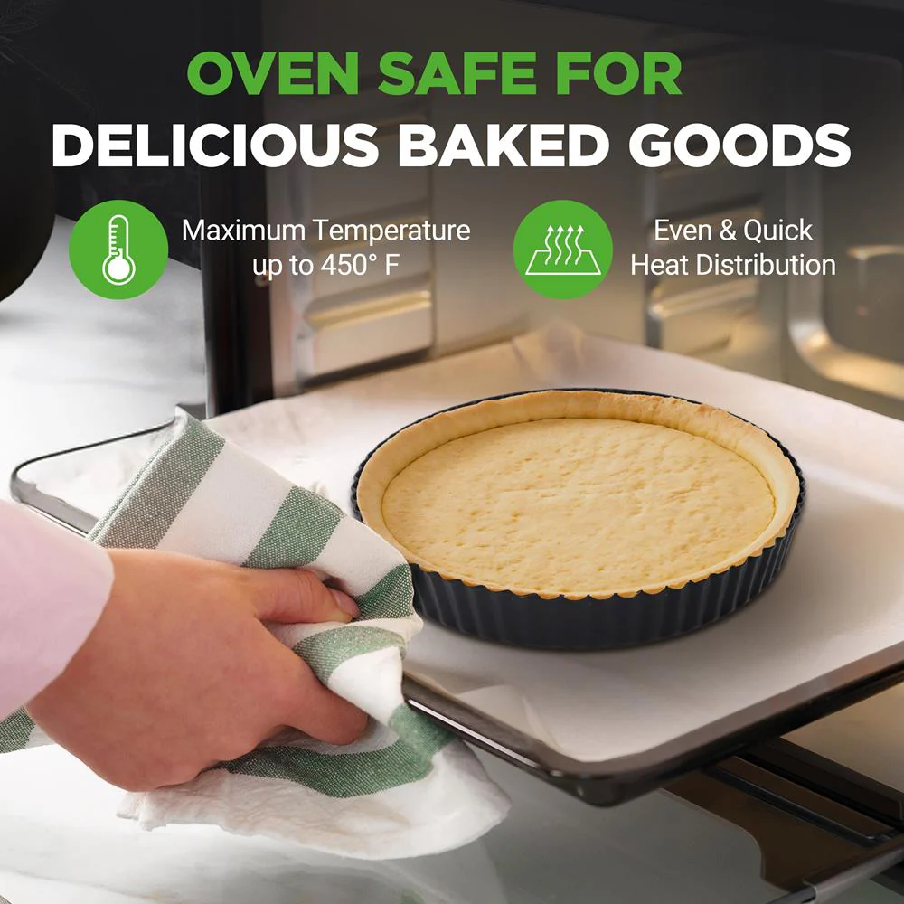 2 Round Tart Pans, Nonstick Carbon Steel, Removable Base, 9 Inch - Image 4