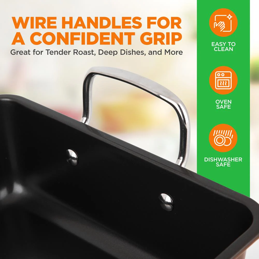 Nonstick Carbon Steel Roasting Pan With Wire Handle - Image 7