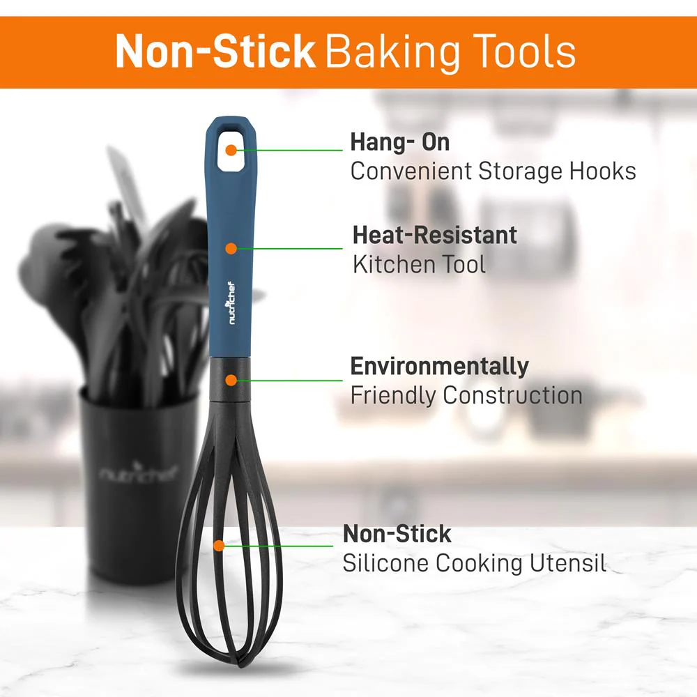 10-Piece Non-Stick Silicone Utensils Set - Heat Resistant, Blue - Image 3