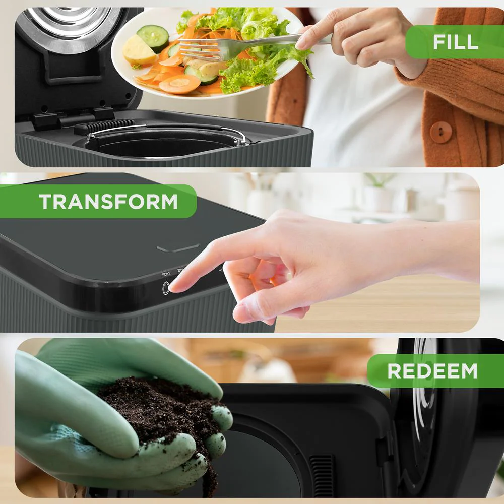 3L Electric Kitchen Composter - Efficient Waste Breakdown, Grey - Image 4