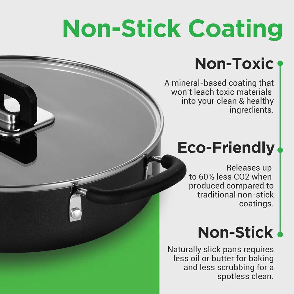 Casserole with Lid, Non-Stick, Foldable Knob, 5 Qt, Oven Safe - Image 3