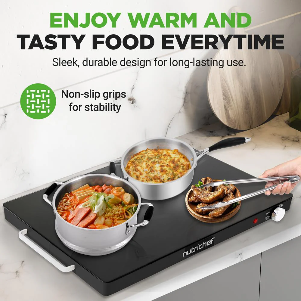 Electric Warming Tray Keeps Food Warm Glass Surface Adjustable Temp - Image 2