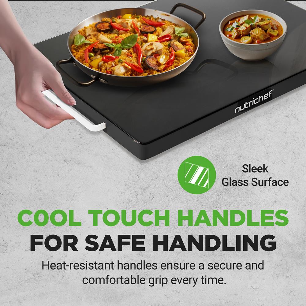 Electric Warming Tray Keeps Food Warm Glass Surface Adjustable Temp - Image 3