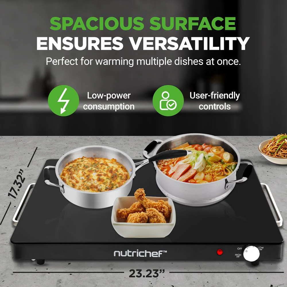 Electric Warming Tray Keeps Food Warm Glass Surface Adjustable Temp - Image 4